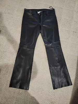 Vintage Michael Hoban Genuine Black Leather Pants Zipper Front Belt Loops Sz 4 • $49