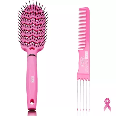 MILANO COLLECTION Professional Hair/Wig Styling Comb & Brush Set - Pink • $14.99