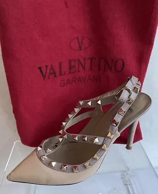 Valentino Garavani Rockstud Stiletto Heel Shoes Size 5 /38 Pointed Toe Dust Bag • £250