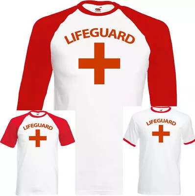 Mens Lifeguard T-Shirt Fancy Dress Costume Outfit Lifesaver Baywatch Surfing • £10.99