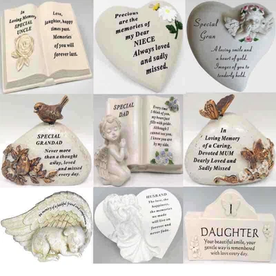 £11.99 • Buy Heart Stone Grave Graveside Memorial Remembrance Garden Plaque Cherub Ornament