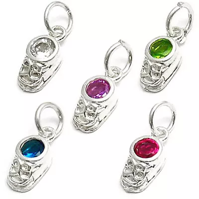 925 Sterling Silver Baby Boot Birthstone CZ Pendant Charm (Choose Any Month) • $15.66