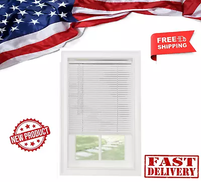 Cordless 1in White Vinyl Light Filtering Mini Blinds Multiple Sizes Any Room New • $17.79