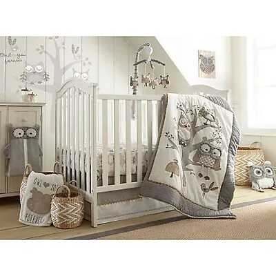 $199.99 • Buy Levtex Baby Night Owl 7-Pc Crib Bedding Set *New* Grey/Taupe
