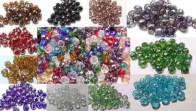 30-35 Faceted Rondelle Crystal Glass Beads CHOOSE FROM 41 COLOURS 8 10mm 12mm  • £2.25