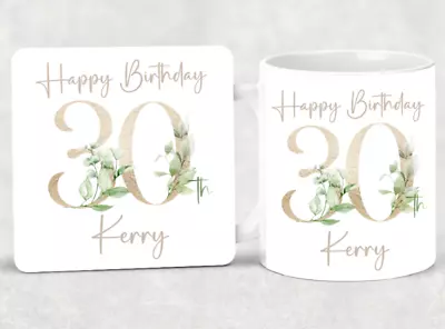 £11.99 • Buy Personalised Birthday Any Age 50th 60th 70th 80th 90th Mug Cup & Coaster Gift 