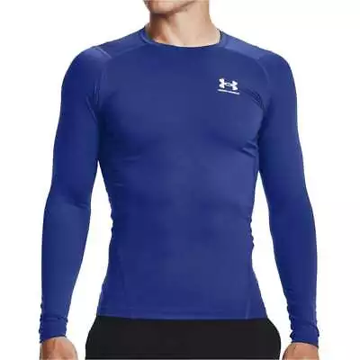 Under Armour Mens HeatGear Armour Long Sleeve Compression Top -Blue • £30.49