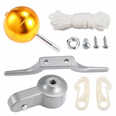 $14.98 • Buy BEST Flag Pole Parts Repair Kit Dia Truck Pulley Gold Ball Cleat Clips Rope USA