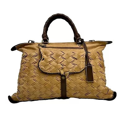 Joy Gryson Tan Woven Leather Skye Shoulder Bag • $85