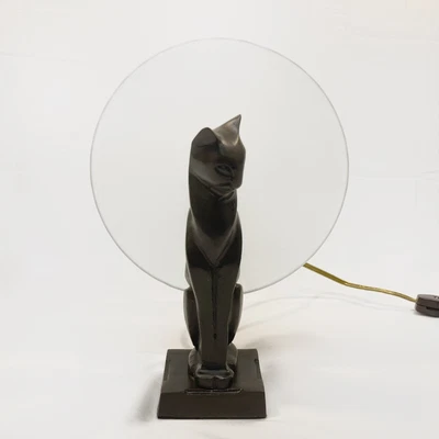 $204.95 • Buy Vintage Cat & Moon Figure Cast Iron Art Deco Frankart Style Table Lamp