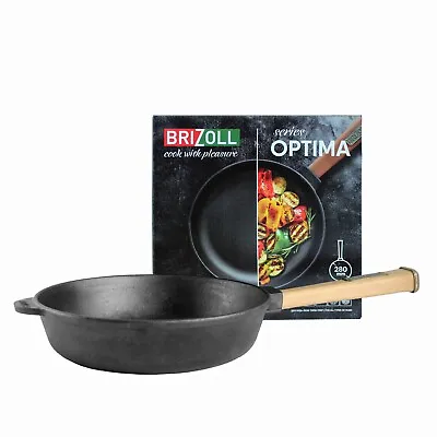 £24.99 • Buy Cast Iron Frying Pan/Skillet Detachable Wooden Handle Induction Brizoll 28 Cm