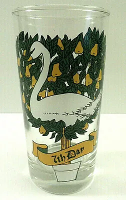 12 Days Of Christmas 7th Day Seven Swans A-swimming Drink Glass Vintage Tumbler • $16.98