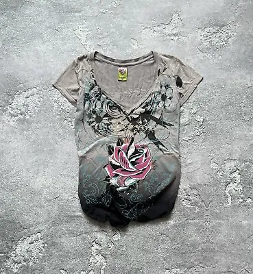 Ed Hardy By Christian Audigier Tee Tshirt Polo Tank Big Logo Rhinestone Skeleton • £27.95