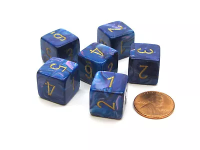 Lustrous 15mm 6-Sided D6 Numbered Chessex Dice 6 Pieces - Purple With Gold • $6.79