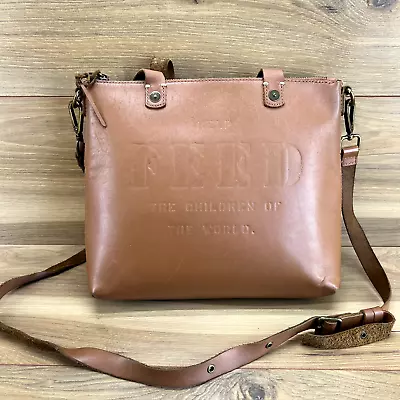 Feed Handbag Small Tote Brown Leather Zip Crossbody Bag • $19.88