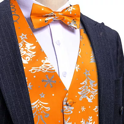 Barry Wang Mens Waistcoat Christmas Vest Tie Or Bowtie Set Party Event Prom Gift • $22.99