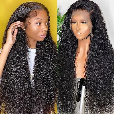 Lace Front Wig Transparent Frontal Glueless HD Human Hair With Baby Pre Plucked • £14.98