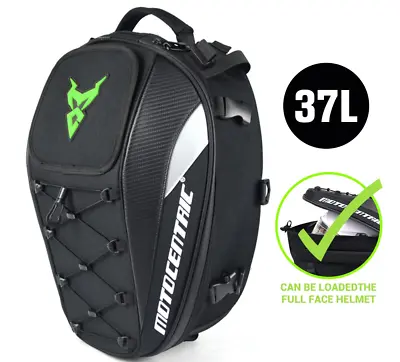 37L Expandable MOTOCENTRIC Waterproof Motorcycle Tail Bag: Fits Helmets GREEN • $51.48