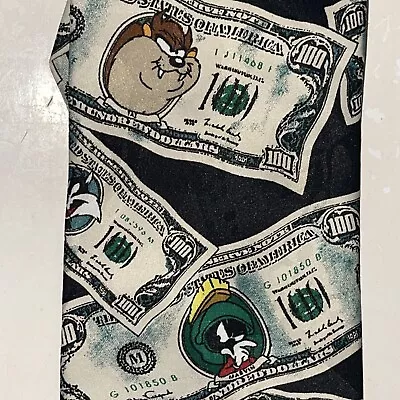 Looney Tunes 100 Dollar Bill Money Tie Bugs Bunny Tazmanian Devil Marvin Martian • $9.90