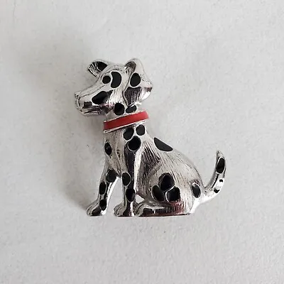 Vintage Brooch Dalmation 1980s Dog Jewelry Red Collar • $2.25