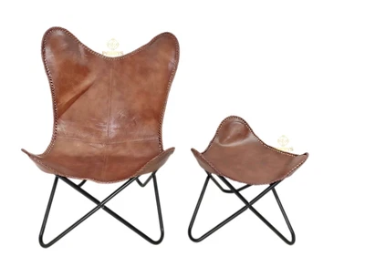 $288.21 • Buy Genuine Brown Leather Home&Office Relaxing Butterfly Chair With Ottoman PL2-265