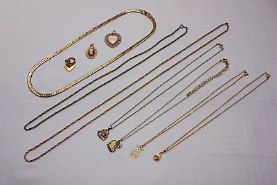 Job Lot Costume Jewellery Gold Tone Necklaces Pendants • £4.95