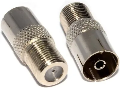 F Type Connector Socket To RF Coax Aerial Female Adapter • £2.99