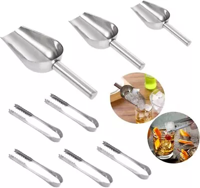 10X Stainless Steel Ice Scoops Tongs Sweet Candy Buffet BBQ Wedding Easter Party • £5.99