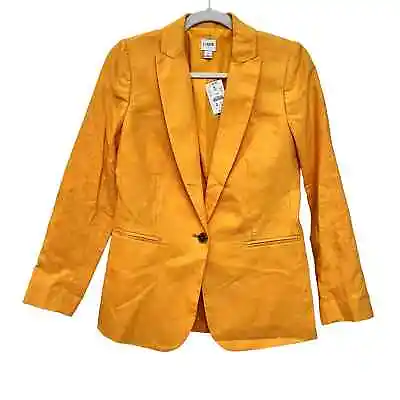 J. CREW Factory Women's Size 2 Marigold Linen Cotton Blend Holland Blazer Jacket • $76.99