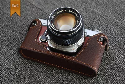 Handmade Genuine Leather Half Camera Case Bag Cover For Olympus OM1 OM2 OM3 OM4 • $89.63