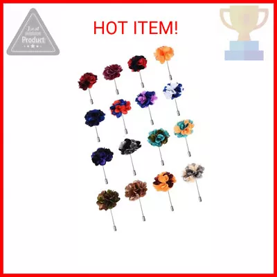 16 Pieces Flower Men's Lapel Pins Handmade Satin Boutonniere Pin For Suit Weddin • $19.99