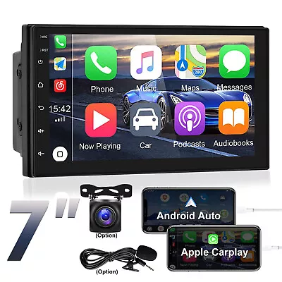 7  Car Radio For Apple/Andriod Carplay BT Car Stereo Touch Screen Double +Camera • $64.59