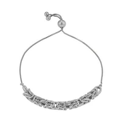 Italian 925 Sterling Silver Adjustable Byzantine Chain Bolo Bracelet For Women • $14.99