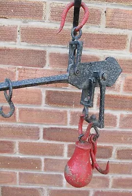 £65 • Buy Antique Cast Iron Butcher's Steelyard Weights - Scales Great Display Item 