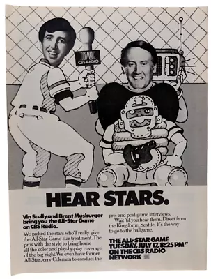 1979 MLB All-Star Game Baseball Vin Scully 1979 Time Mag Print Ad 8x10.5  • $14.95