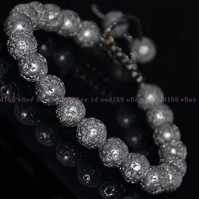 Men Women 8mm Natural Gemstones Braided Macrame Beads Bracelet Adjust Handmade • $2.30