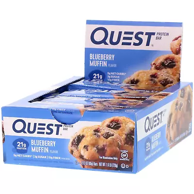 Quest Nutrition Protein Bar Blueberry Muffin 12 Bars 2.12 Oz (60 G) Each • $99.95