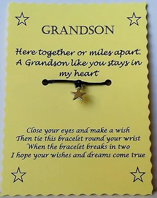 £2 • Buy Grandson Wish String Bracelet Christmas Stocking Filler Birthday Gift 