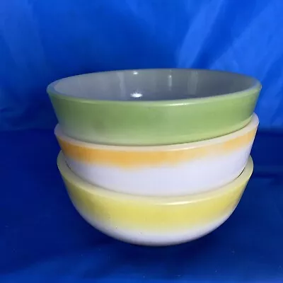 Vintage Ombré Fruit Cereal Bowls Milk Glass Lot Of 3 Orange-Green-Yellow • $19.87