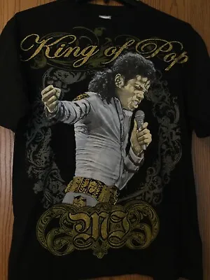 Michael Jackson - “King Of Pop” - L - Black With Gold Glitter Lettering • $60
