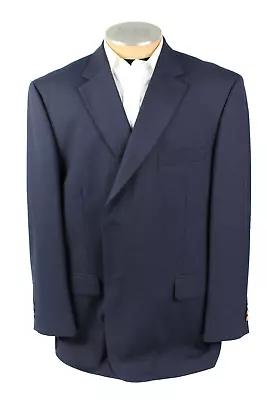 Stafford Mens Blazer 48R Navy Wool Blend 2 Button Sport Coat Single Vent Jacket • $27.99