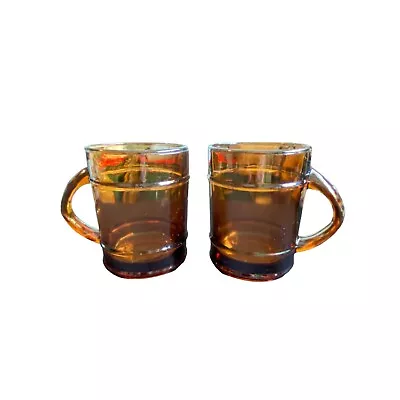 2 Vintage Amber Glass Fire King Coffee  Tea Mug • $19.99