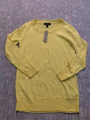 J. Crew Sweater V Neck Wool Mohair Blend Mustard Yellow Button Shoulder XXS • $10