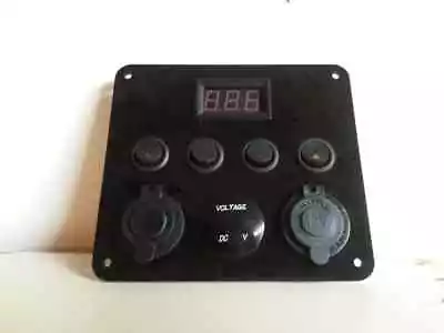 Stylish Black Switch Panel USB 12V/240V Control Voltage Gauge Camper Motorhome • $71.99