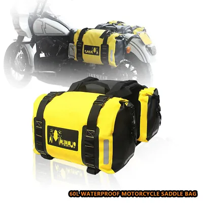 2PCS 25L Waterproof Motorcycle Saddle Bags Universal Pannier Bag Moto Travel Bag • $96.81
