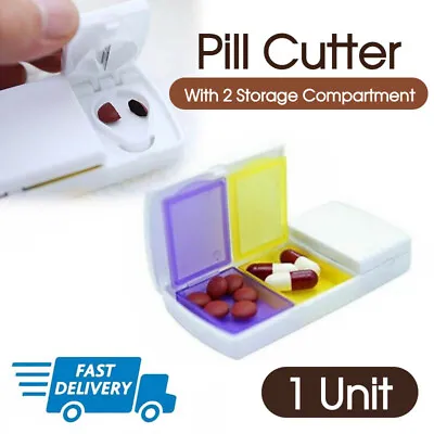 $5.88 • Buy Portable Pill Cutter Box Tablet Splitter Divider Convenient Medicine Organizer