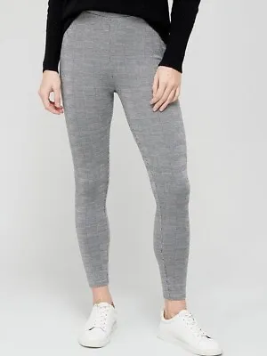 V BY VERY LADIES BLACK CHECK LEGGINGS SIZE 14 NEW (ref 151) SALE • £4.99