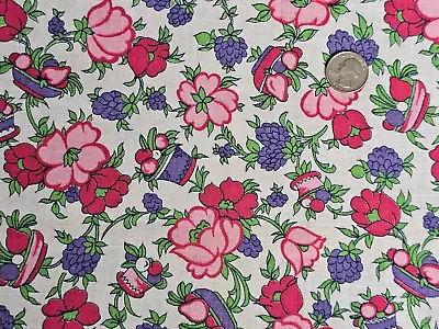 Vintage Feedsack Flour Sack Fabric 40s Purple Pink Floral Farm Fresh 38  X 36  • $14.99