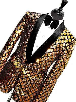 New Mens D&g Dolce & Gabbana Black Gold Sequin Tuxedo Dinner Suit 42r W36 X L32 • £699.99