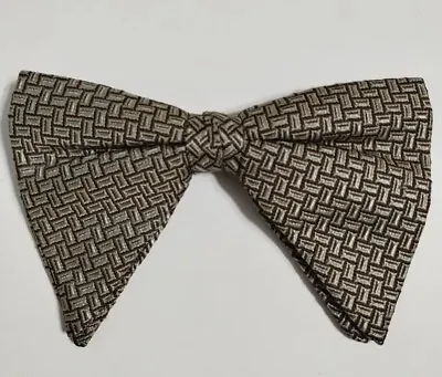 Vintage Clip-On Bow Tie Brown Blue Geometric Royal Rockabilly Retro 50s  • $16